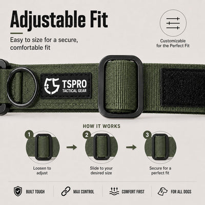 Malloren Large Dog Tactical Collar with Control Handle - Secure Grip for Walks, Training & Strong Pullers
