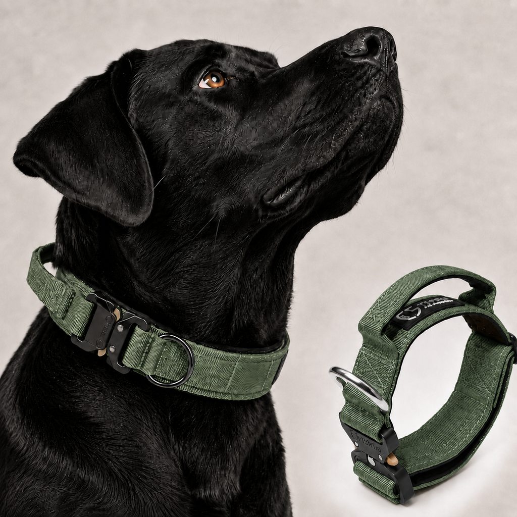 Malloren Large Dog Tactical Collar with Control Handle - Secure Grip for Walks, Training & Strong Pullers