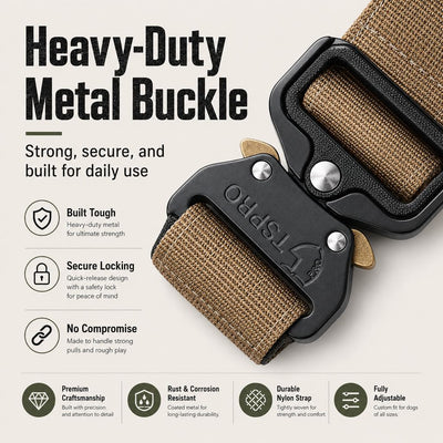 Malloren Large Dog Tactical Collar with Control Handle - Secure Grip for Walks, Training & Strong Pullers