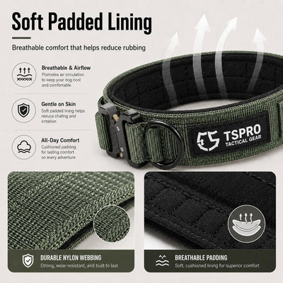 Malloren Large Dog Tactical Collar with Control Handle - Secure Grip for Walks, Training & Strong Pullers