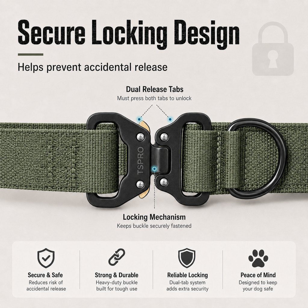Malloren Large Dog Tactical Collar with Control Handle - Secure Grip for Walks, Training & Strong Pullers