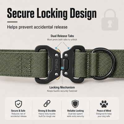 Malloren Large Dog Tactical Collar with Control Handle - Secure Grip for Walks, Training & Strong Pullers