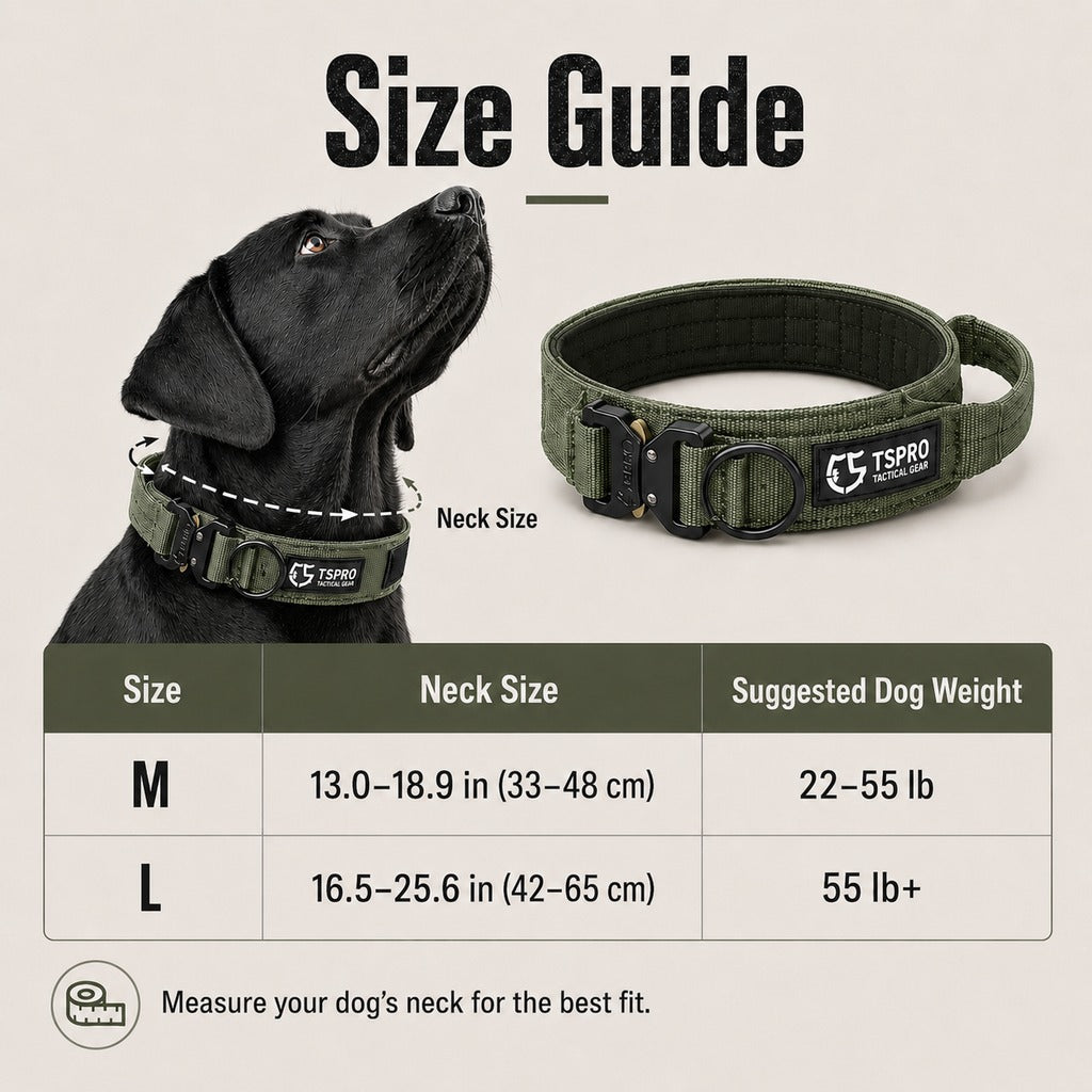 Malloren Large Dog Tactical Collar with Control Handle - Secure Grip for Walks, Training & Strong Pullers