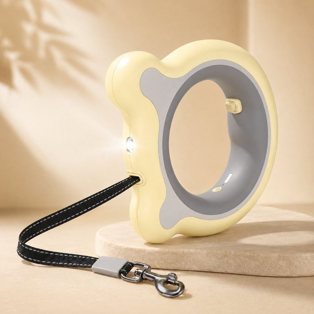 Malloren Retractable Dog Leash for Night Walks & Daily Walks - Optional LED Light, 16ft Reflective Tape & One-Touch Brake for Better Visibility and Control