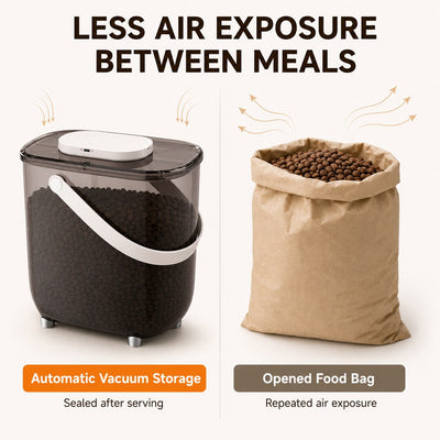 Malloren 10L Automatic Vacuum Pet Food Storage Container for Pantry & Feeding Stations - Helps Reduce Air Exposure Between Meals