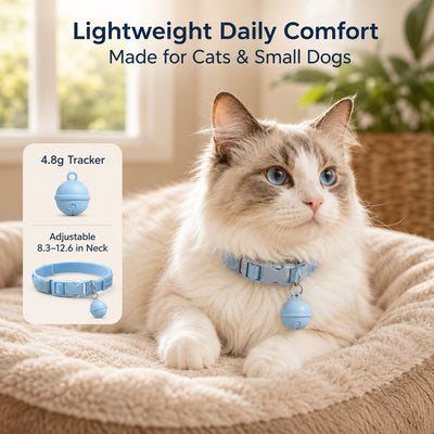 Malloren Smart Pet Tracker Bell Collar for Cats & Small Dogs - Find Hiding Pets Faster at Home, in the Yard & on Daily Walks