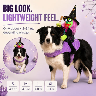 Malloren 3D Witch Rider Halloween Pet Costume for Trick-or-Treating, Parties & Photos – Instant Funny Look for Dogs & Cats