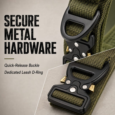 Malloren AirTag-Compatible Tactical Dog Collar with Control Handle - Close Control for Walks, Trails & Busy Areas