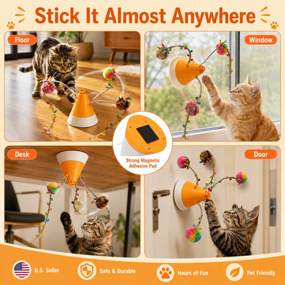 Malloren MiaSpin 360 Magnetic Rotating Cat Teaser Toy for Indoor Cats - USB-C Hands-Free Play to Beat Boredom