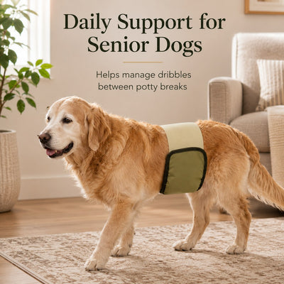 Malloren 3-Pack Washable Male Dog Belly Bands for Indoor Marking & Senior Dribbles - Reusable Dog Diaper Wraps to Protect Floors & Furniture