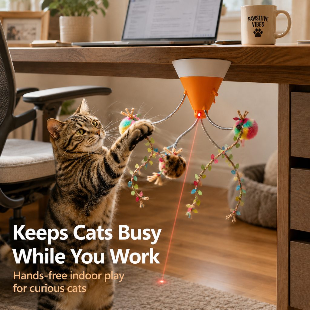 Malloren MiaSpin 360 Magnetic Rotating Cat Teaser Toy for Indoor Cats - USB-C Hands-Free Play to Beat Boredom