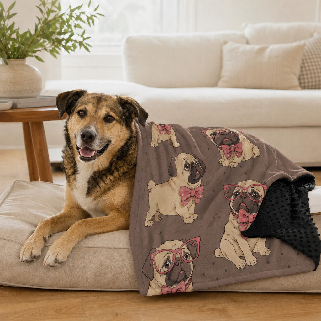 Malloren Layered Minky Pet Comfort Blanket for Dog Beds, Quiet Corners & Noisy Moments