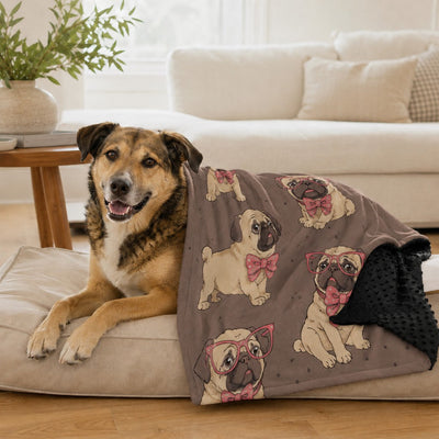 Malloren Layered Minky Pet Comfort Blanket for Dog Beds, Quiet Corners & Noisy Moments