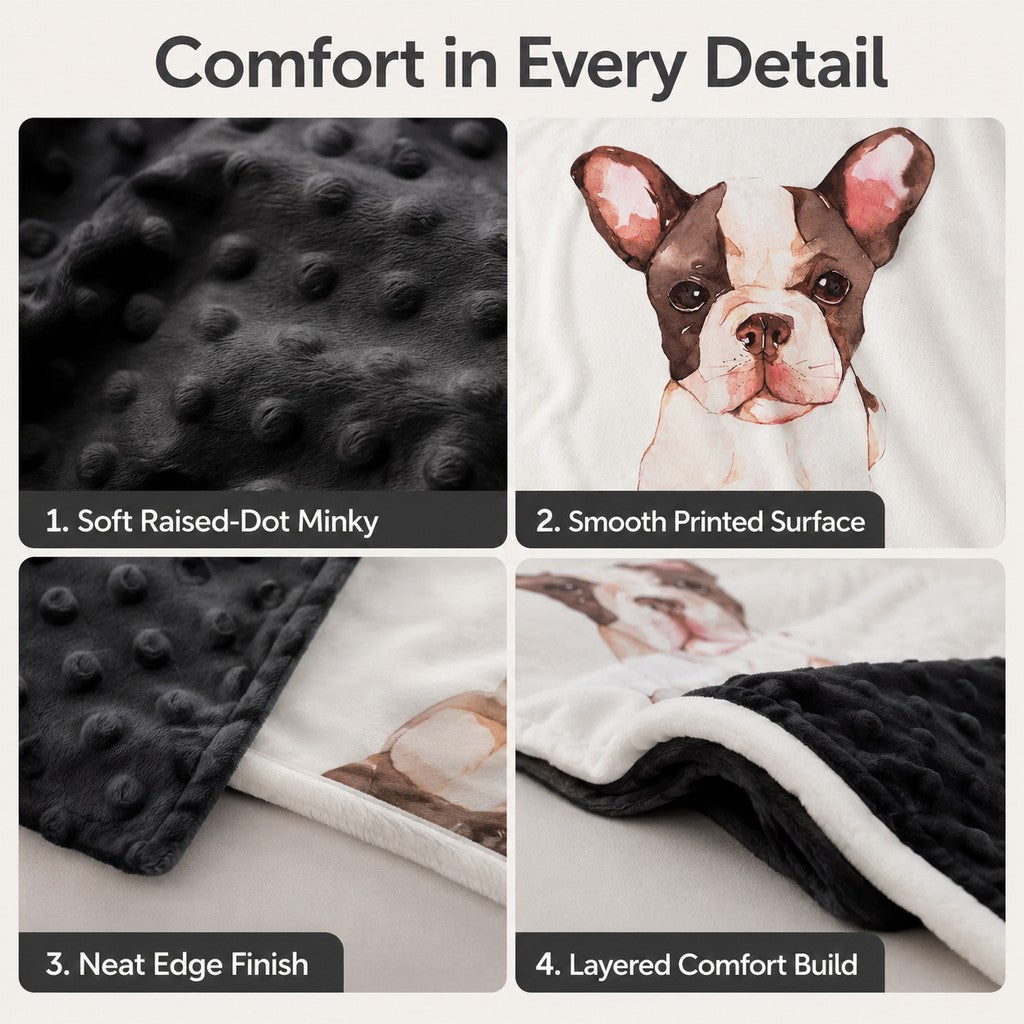 Malloren Layered Minky Pet Comfort Blanket for Dog Beds, Quiet Corners & Noisy Moments