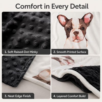 Malloren Layered Minky Pet Comfort Blanket for Dog Beds, Quiet Corners & Noisy Moments