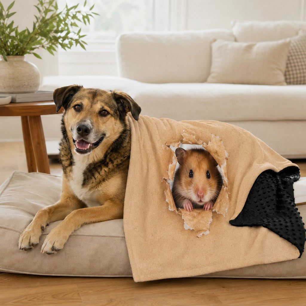Malloren Layered Minky Pet Comfort Blanket for Dog Beds, Quiet Corners & Noisy Moments