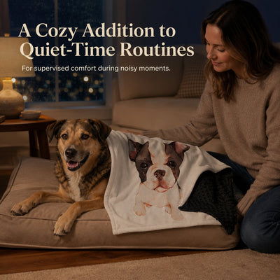 Malloren Layered Minky Pet Comfort Blanket for Dog Beds, Quiet Corners & Noisy Moments