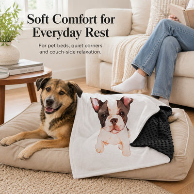 Malloren Layered Minky Pet Comfort Blanket for Dog Beds, Quiet Corners & Noisy Moments