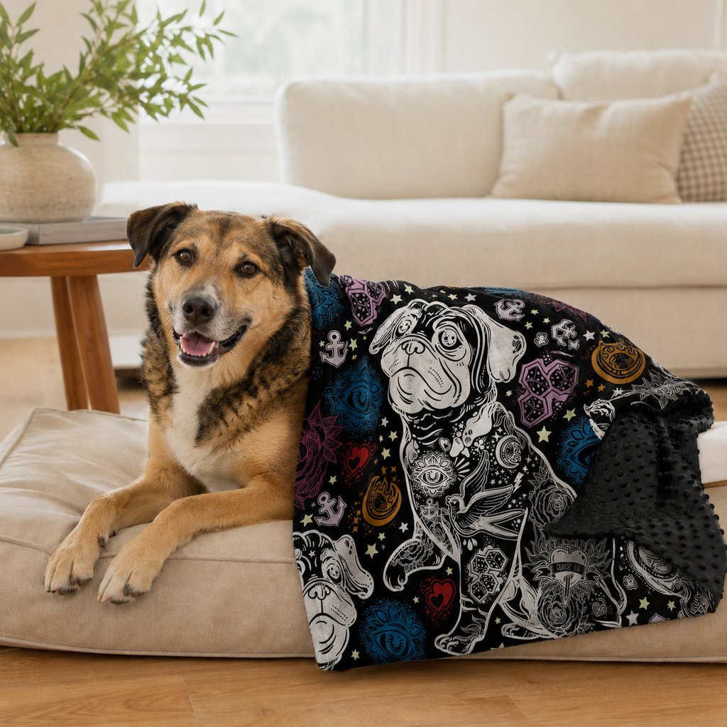 Malloren Layered Minky Pet Comfort Blanket for Dog Beds, Quiet Corners & Noisy Moments