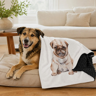 Malloren Layered Minky Pet Comfort Blanket for Dog Beds, Quiet Corners & Noisy Moments