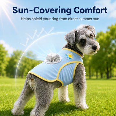 Malloren Cooling Fan Dog Summer Vest for Walks & Outdoor Heat Relief - Lightweight Sun Shirt for Small & Medium Dogs