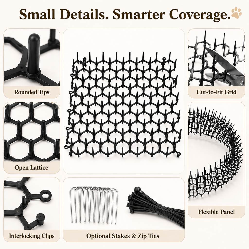 Malloren Modular Cat Deterrent Mats for Sofas & Gardens - Helps Stop Scratching & Digging