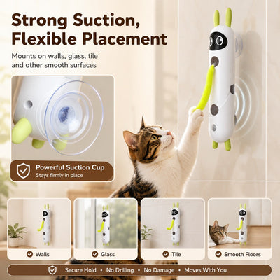 Malloren Motion-Activated Feather Cat Toy for Indoor Play - Wall-Mounted Teaser That Keeps Bored Cats Busy