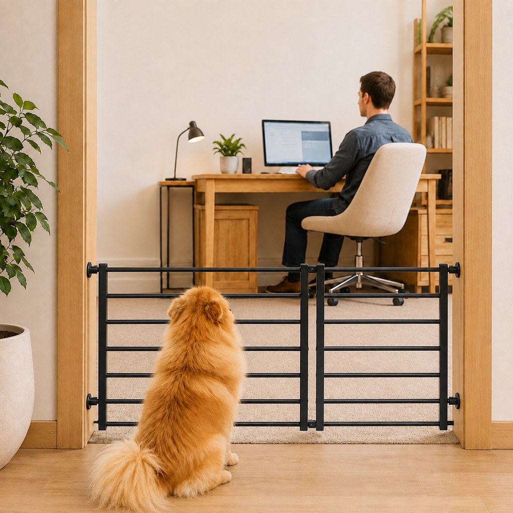 Malloren No-Drill Expandable Pet Gate for Doorways - Adjustable Indoor Barrier for Small Dogs