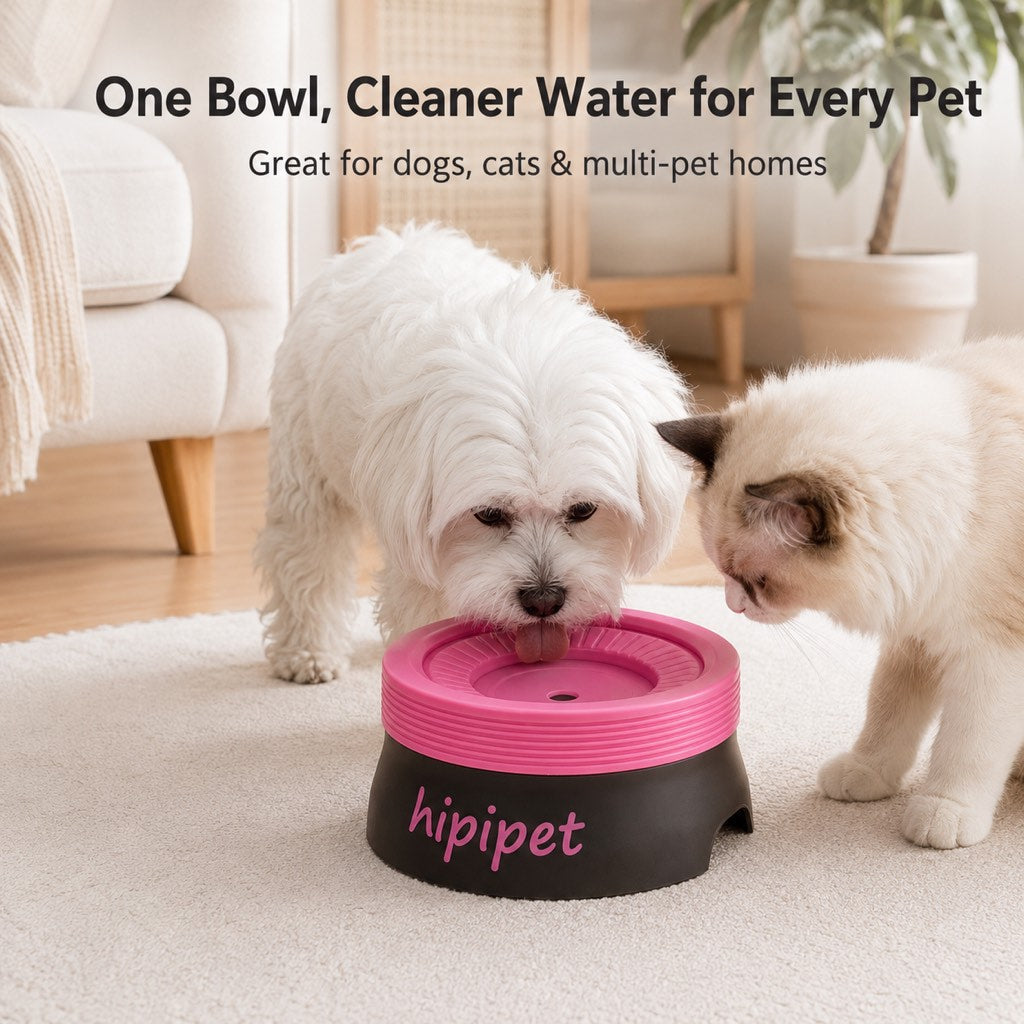 Malloren Frenchie No-Drip Floating Water Bowl for Indoor Daily Drinking - Helps Keep Muzzle Drier & Floors Cleaner