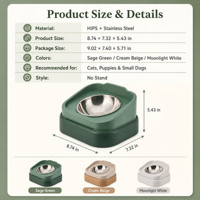 Malloren Adjustable Elevated Slow Feeder Pet Bowl for Cats & Small Dogs - Less Mess, Slower Meals & Easy Cleaning