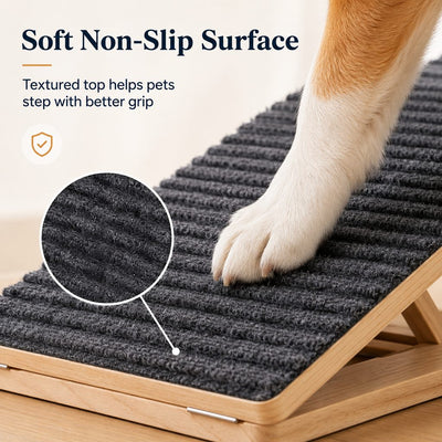 Malloren Foldable Wooden Dog Stairs for Small Dogs - Non-Slip Pet Ramp for Sofa, Bed & Indoor Steps