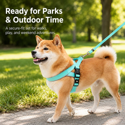 Malloren Quick-Fit Lightweight Dog Harness & Leash Set for Daily Walks - No-Choke Step-In Comfort with Secure Buckle & Back Control Handle