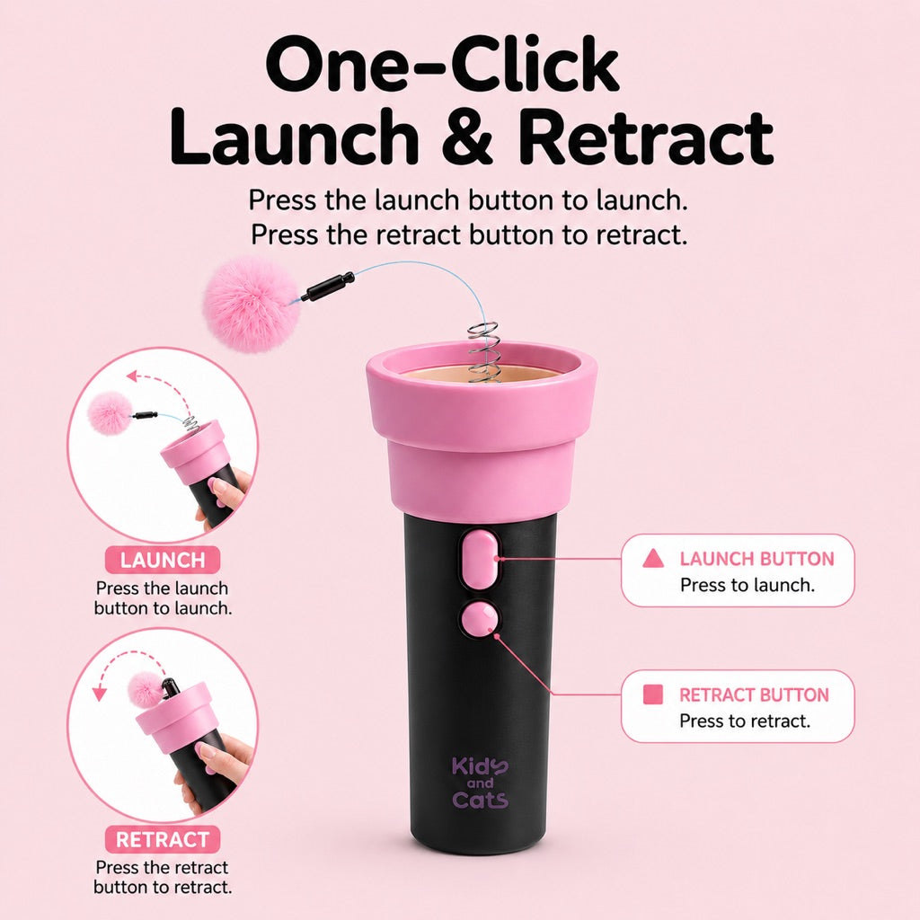 Malloren One-Click Electric Cat Teaser Launcher for Indoor Cats - Chase & Pounce Play Without Constant Wand Waving