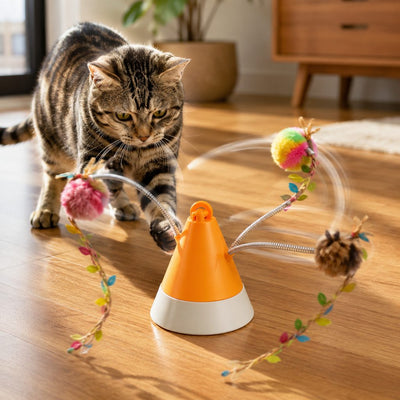 Malloren MiaSpin 360 Magnetic Rotating Cat Teaser Toy for Indoor Cats - USB-C Hands-Free Play to Beat Boredom