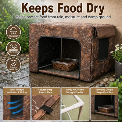 Malloren Outdoor Cat Feeding Shelter for Backyards - Weather-Resistant Food Station Cover