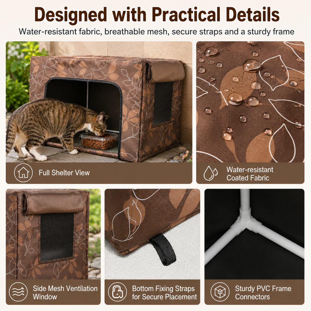 Malloren Outdoor Cat Feeding Shelter for Backyards - Weather-Resistant Food Station Cover