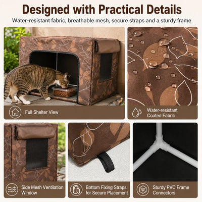 Malloren Outdoor Cat Feeding Shelter for Backyards - Weather-Resistant Food Station Cover
