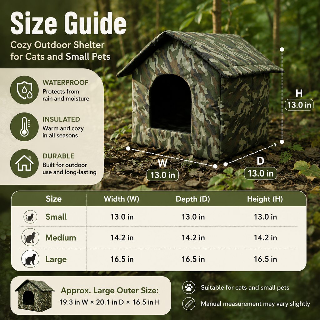 Malloren Weather-Resistant Outdoor Cat House for Porches & Backyards - Cozy Shelter for Cats & Small Dogs