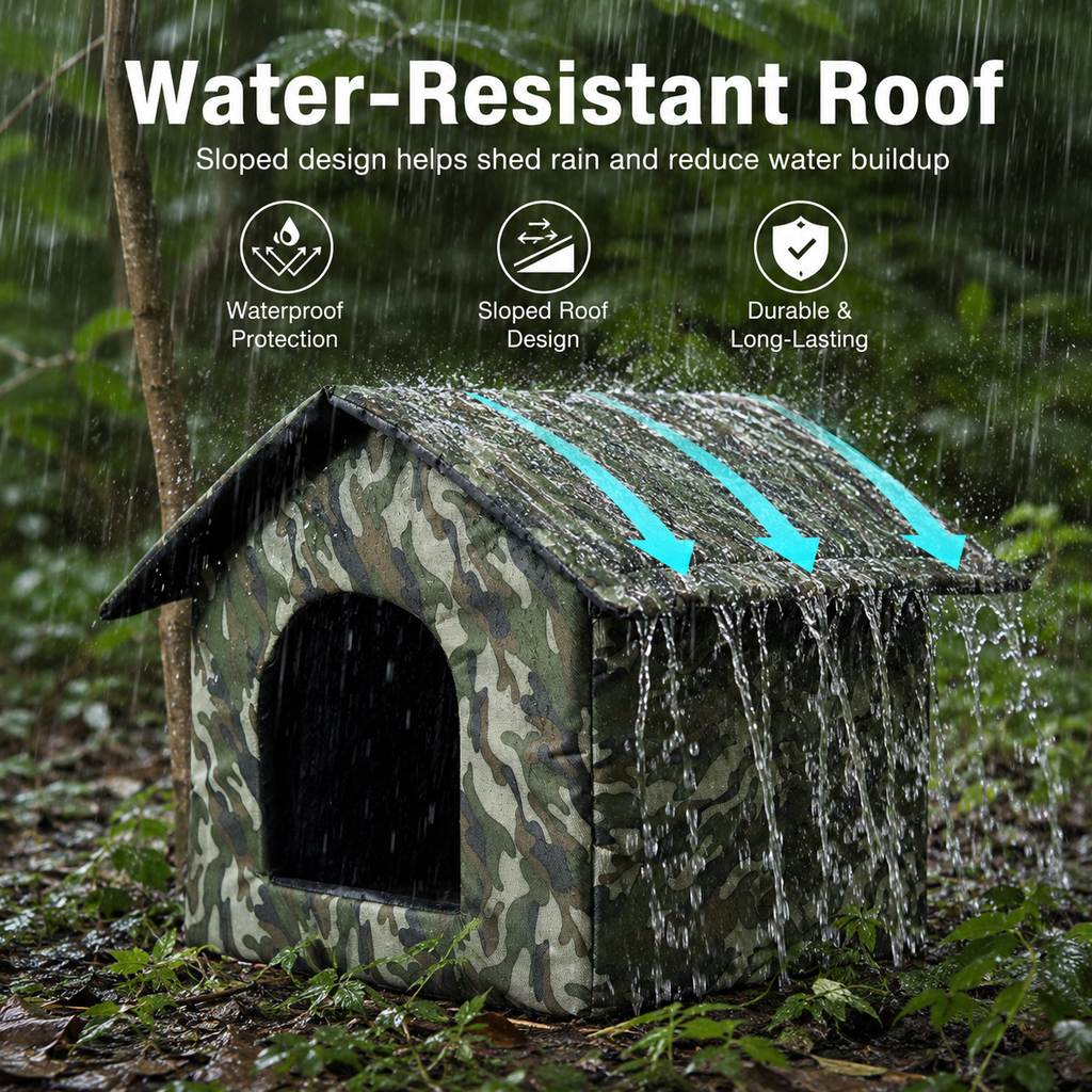 Malloren Weather-Resistant Outdoor Cat House for Porches & Backyards - Cozy Shelter for Cats & Small Dogs