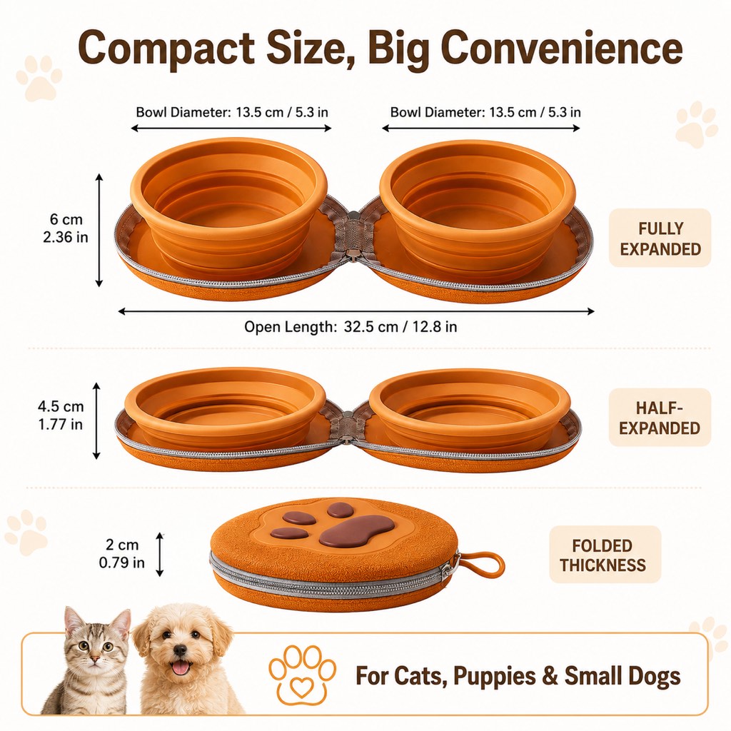 Malloren 2-in-1 Collapsible Pet Travel Bowl for Walks, Parks & Road Trips - Feed and Hydrate Small Dogs or Cats Anywhere