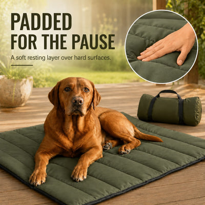 Malloren Portable Roll-Up Dog Travel Mat for Camping & Car Trips - Keeps Pets Off Damp, Dirty Ground