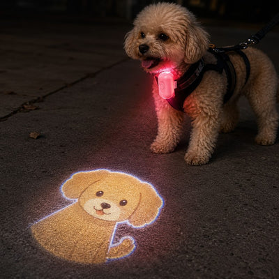 Malloren PawGlow Pink Breed Projector Dog Light for Night Walks - USB Rechargeable Clip-On Pet Light for Extra Visibility & Fun