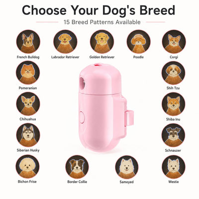 Malloren PawGlow Pink Breed Projector Dog Light for Night Walks - USB Rechargeable Clip-On Pet Light for Extra Visibility & Fun
