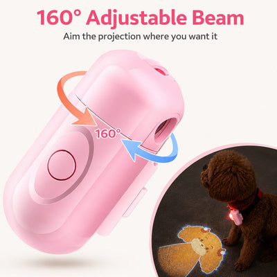 Malloren PawGlow Pink Breed Projector Dog Light for Night Walks - USB Rechargeable Clip-On Pet Light for Extra Visibility & Fun