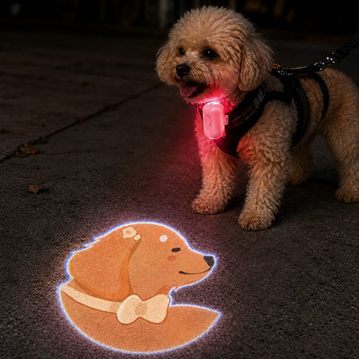 Malloren PawGlow Pink Breed Projector Dog Light for Night Walks - USB Rechargeable Clip-On Pet Light for Extra Visibility & Fun