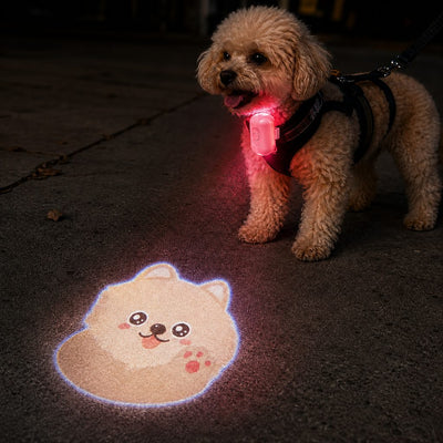 Malloren PawGlow Pink Breed Projector Dog Light for Night Walks - USB Rechargeable Clip-On Pet Light for Extra Visibility & Fun