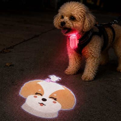 Malloren PawGlow Pink Breed Projector Dog Light for Night Walks - USB Rechargeable Clip-On Pet Light for Extra Visibility & Fun