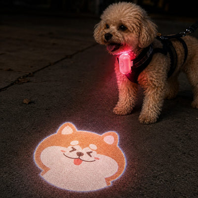 Malloren PawGlow Pink Breed Projector Dog Light for Night Walks - USB Rechargeable Clip-On Pet Light for Extra Visibility & Fun