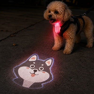 Malloren PawGlow Pink Breed Projector Dog Light for Night Walks - USB Rechargeable Clip-On Pet Light for Extra Visibility & Fun