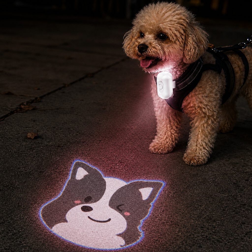 Malloren PawGlow Pink Breed Projector Dog Light for Night Walks - USB Rechargeable Clip-On Pet Light for Extra Visibility & Fun